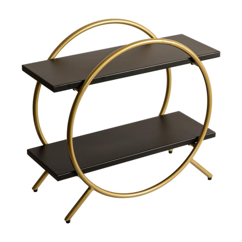 DECOWORLD || Premium 2 Tier Circular Countertop Organizer Rack ||Multishelf Storage Stand for Kitchen, Bathroom or Dressing table||Spice Rack,Cosmetics Organizer or Bathroom Organizer (Black & Golden) - Image 2