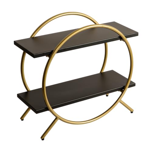 DECOWORLD || Premium 2 Tier Circular Countertop Organizer Rack ||Multishelf Storage Stand for Kitchen, Bathroom or Dressing table||Spice Rack,Cosmetics Organizer or Bathroom Organizer (Black & Golden) - Image 1