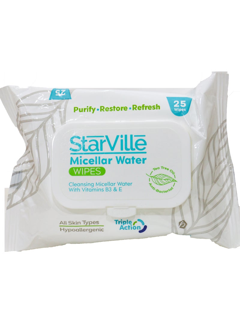 starville StarVille Micellar Water Wipes  Cleansing Micellar Water With Vitamins B3 & E  Wipes 25  - Image 1