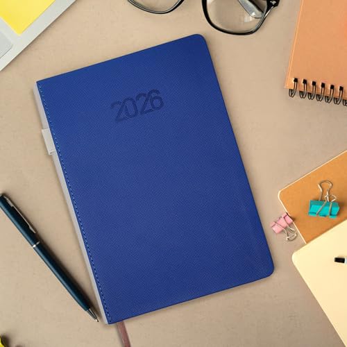 NUOVI 2026 Daily Planner | A5 Size Diary with Hard Textured Cover & Pen Holder - 80GSM Pages | 365 Days Planner for Office, Personal Use, New Year & Corporate Gifting (Blue) - Image 3