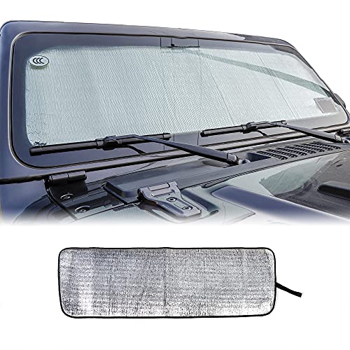 Voodonala for Jeep JL JLU Windshield Sunshade Window Sun Shade Foldable Sun Visor for Jeep Wrangler JL JLU 4XE 20182025 for Jeep Gladiator JT 20202025 53 X 17 - Image 1