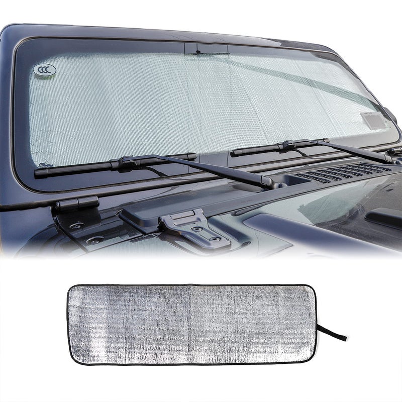 Voodonala for Jeep JL JLU Windshield Sunshade Window Sun Shade Foldable Sun Visor for Jeep Wrangler JL JLU 4XE 20182025 for Jeep Gladiator JT 20202025 53 X 17 - Image 2