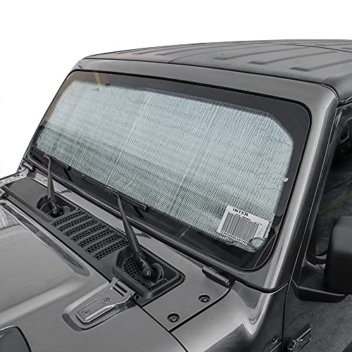 Voodonala for Jeep JL JLU Windshield Sunshade Window Sun Shade Foldable Sun Visor for Jeep Wrangler JL JLU 4XE 20182025 for Jeep Gladiator JT 20202025 53 X 17 - Image 3