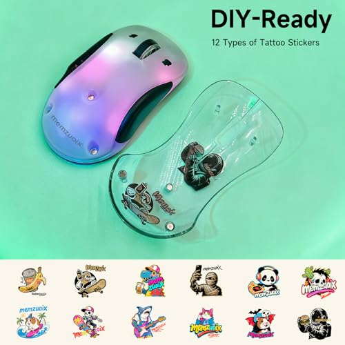 memzuoix 2.4G LED Wireless Mouse, Rechargeable Ergonomic Mouse with Detachable Cover, 1200 DPI Portable Optical Computer Mouse with USB Receiver for Laptop/PC/Desktop/MacBook, 5 Buttons-with Stickers - Image 3