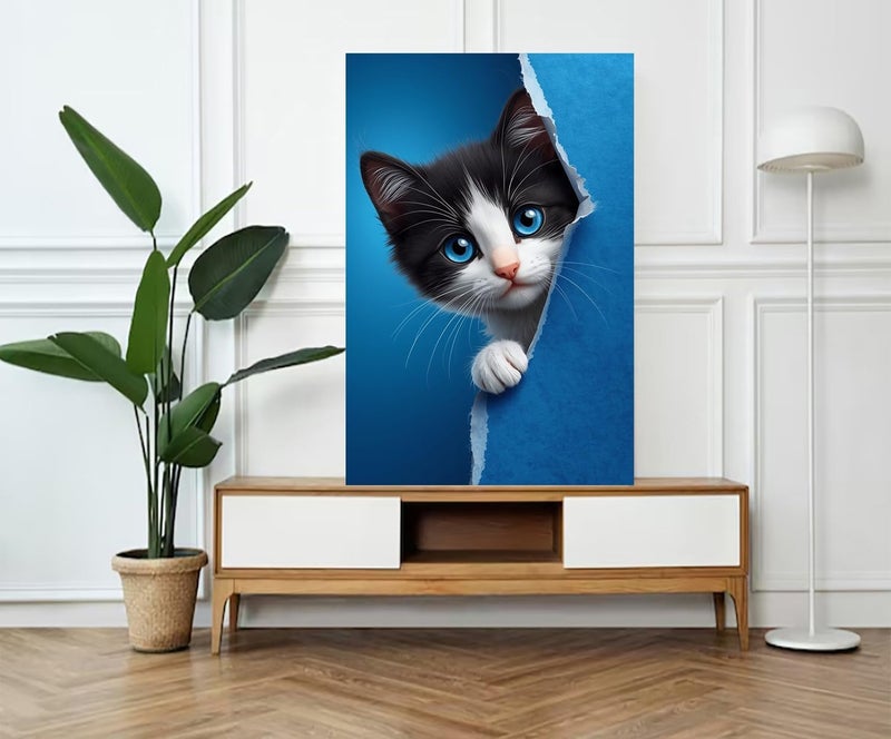 Al Raied ARS® Cute Cat Canvas Wall Art for Decoration - 90x60cm - Image 1
