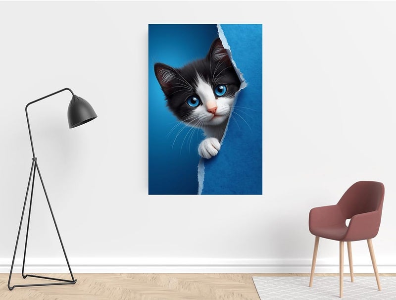 Al Raied ARS® Cute Cat Canvas Wall Art for Decoration - 90x60cm - Image 2