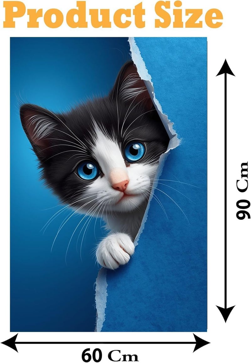 Al Raied ARS® Cute Cat Canvas Wall Art for Decoration - 90x60cm - Image 3