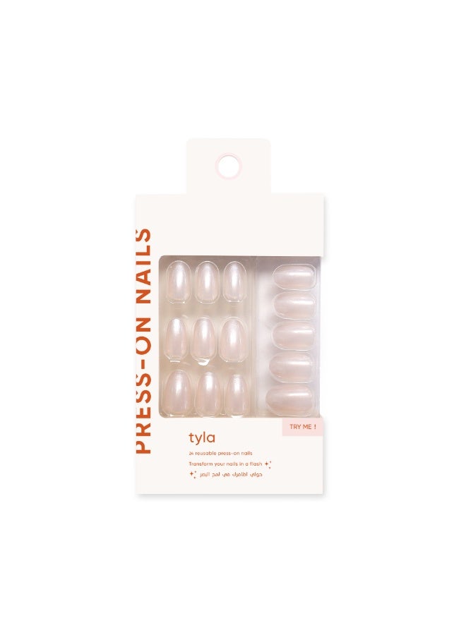 tyla Press On Nails Oval Snowfall # 05 - Image 1