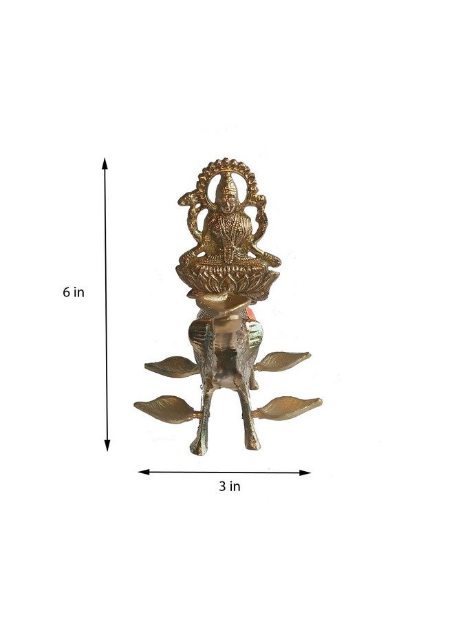 Salvus App SOLUTIONS حلول تطبيق سالفوس تمثال نحاسي تقليدي يدوي الصنع لماهالاكسمي/لاكشمي مع تمثال فيل للعبادة، المعبد وزينة المنزل (6x3 بوصة) - Image 2