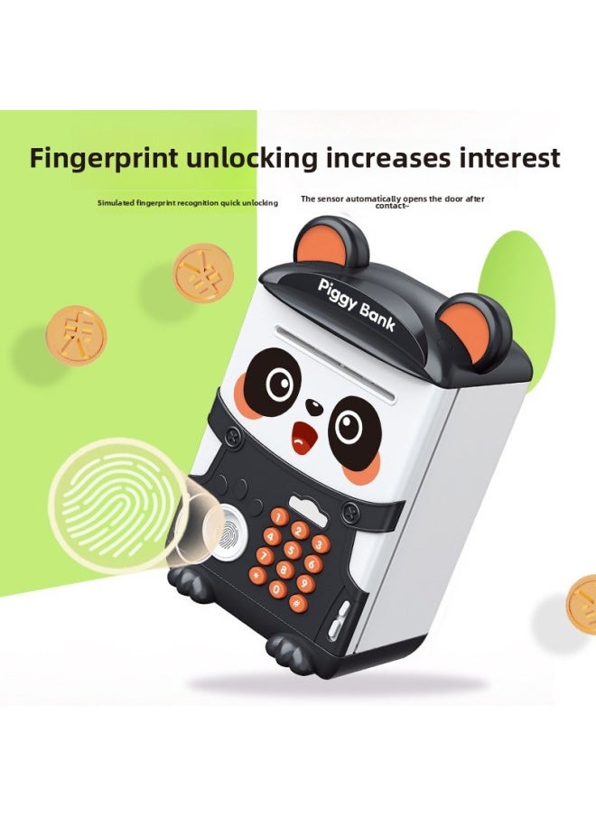 Generic Panda Piggy Bank Children Can Enter And Exit Password Fingerprint Atm Creative Cute Cartoon Piggy Bank-Color:Panda Piggy Bank [automatic Volume Money/fingerprint Password Unlock] 7602  - Image 3