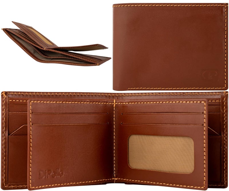 Dipelle Di Pelle™ Men's Genuine Leather Handmade Wallet – Bifold Wallet with 14 Card Slots, 2 Cash Pockets, 3 Mesh ID or Photo Windows – Business Design with High Quality Material (Havan) - Image 1