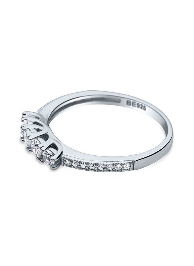 Berricle - Sterling Silver 5Stone Wedding Rings Cubic Zirconia Cz Anniversary Curved Half Eternity Ring For Women Rhodium Plated Size 6.5 - Image 1