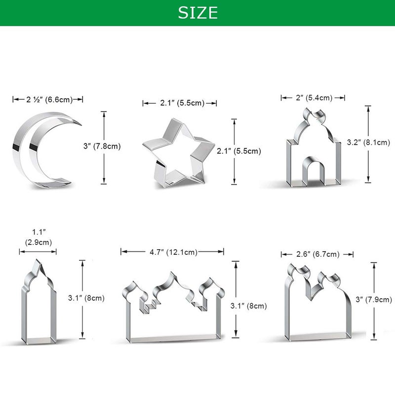 Aprildecember Ramadan Decoration Cookie Cutters Set - 6 Pcs, Eid Fondant Cake Baking Tools, Ramadan Party Decorations - Image 4