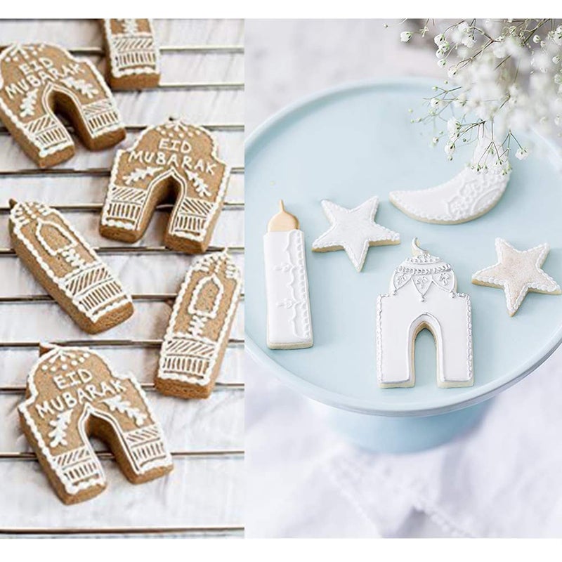 Aprildecember Ramadan Decoration Cookie Cutters Set - 6 Pcs, Eid Fondant Cake Baking Tools, Ramadan Party Decorations - Image 2