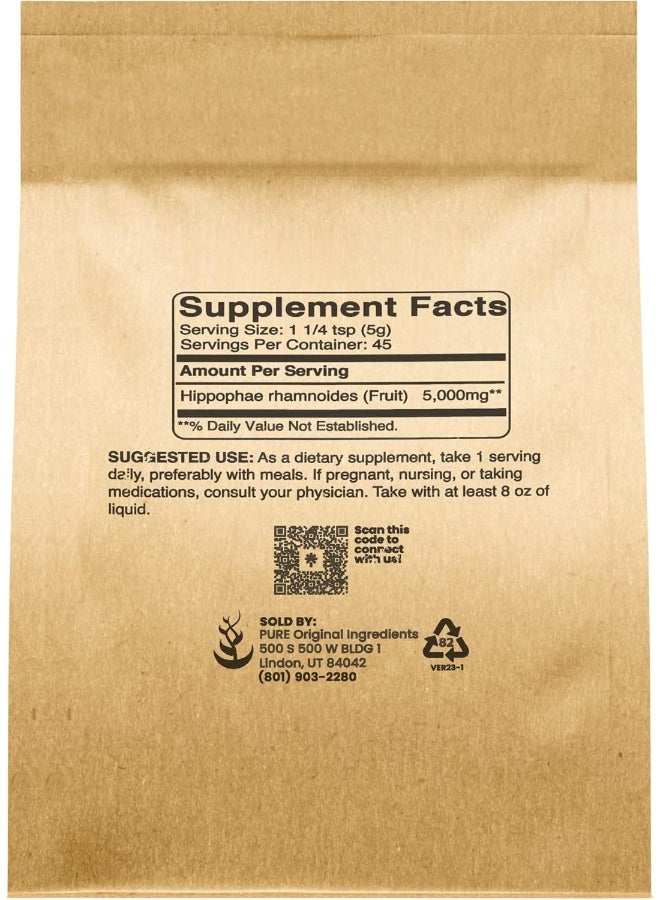 PURE ORIGINAL INGREDIENTS Sea Buckthorn Powder (8Oz) Traditional Supplement, Tart Berry Taste, Non-Gmo - Image 2