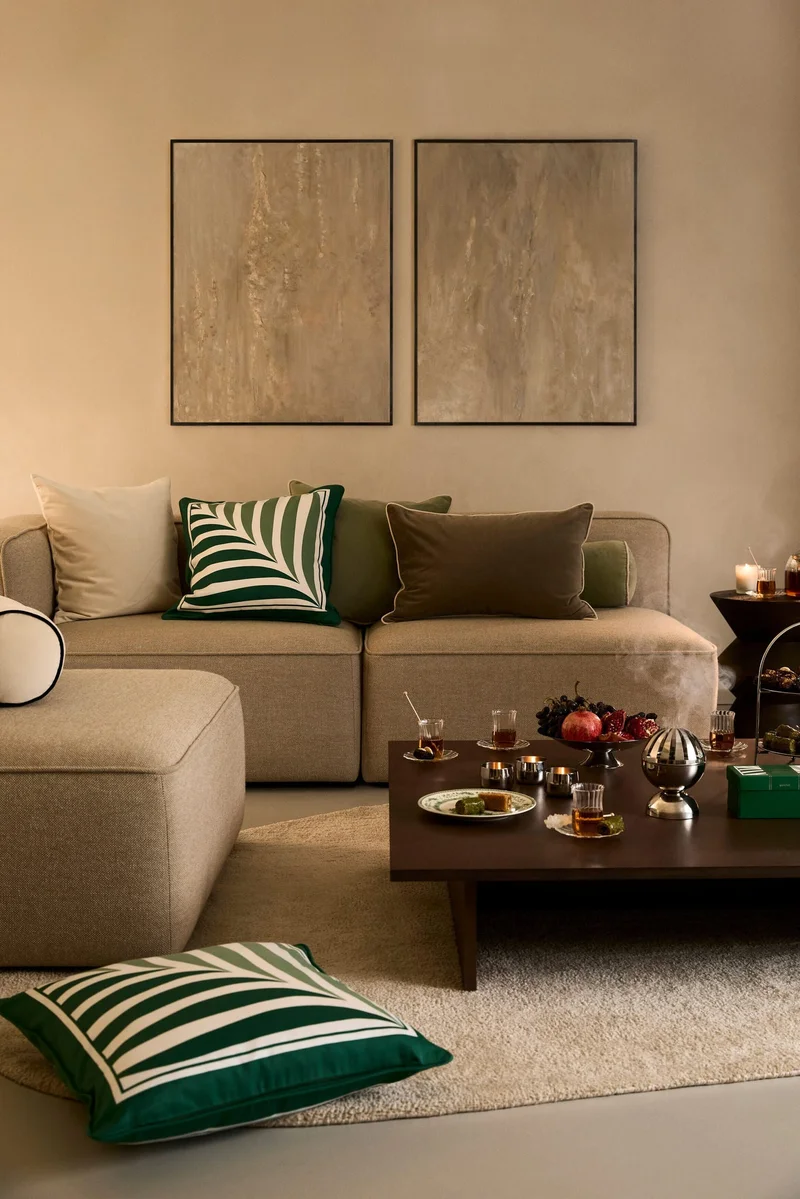 H&M  Printed satin cushion cover  | Best Price UAE