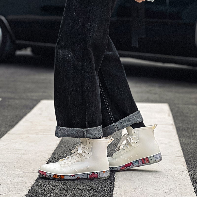 New Fashion Rain Shoes Couple Casual Shoes Boys Trendy Shoes Sports Waterproof Shoes Chef Glue Shoes Work Rain Boots - Image 3