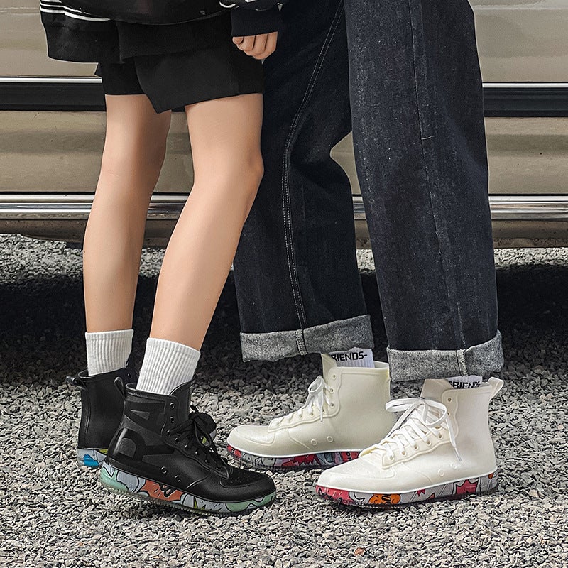 New Fashion Rain Shoes Couple Casual Shoes Boys Trendy Shoes Sports Waterproof Shoes Chef Glue Shoes Work Rain Boots - Image 2