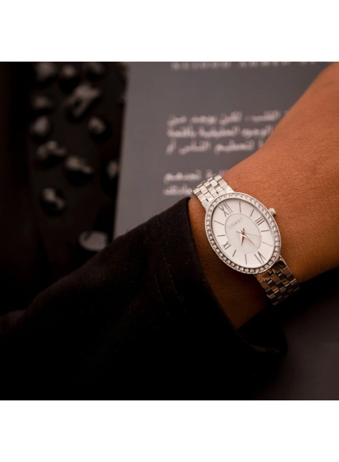 LIGANT Luxury Women's Stainless Steel Watch in Classic Silver - Elegant Modern Design - Rust Resistant Metallic Wristwatch for Events & Daily Wear - Image 2