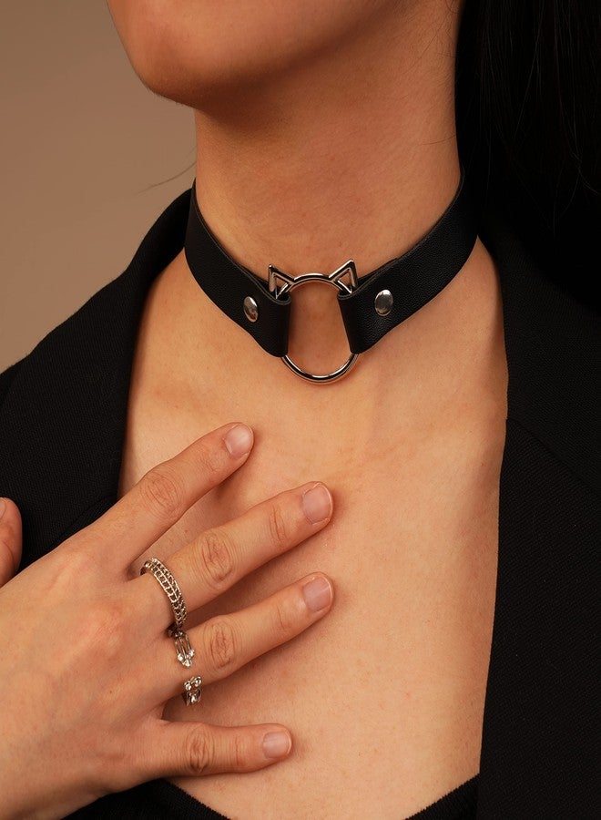 يرتير قلادة قطة لطيفة من الجلد الصناعي بنمط بانك قوطي من YERTTER، قابلة للتعديل، قلادة قطة ناعمة من الجلد الصناعي للنساء، مناسبة لمحبي التنكر، وحفلات الهالوين، والحفلات الخاصة، وحفلات التخرج (C) - Image 3