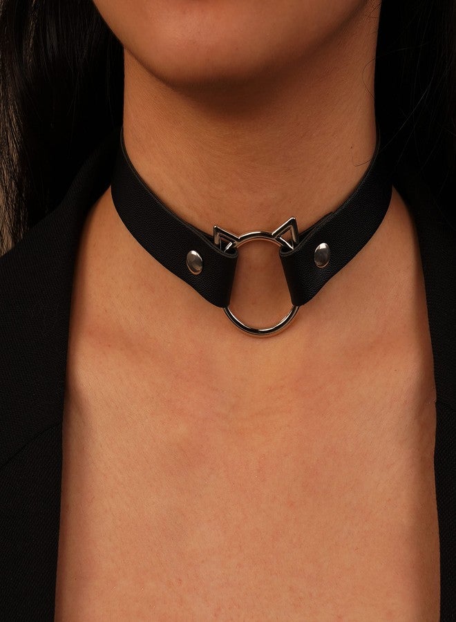 يرتير قلادة قطة لطيفة من الجلد الصناعي بنمط بانك قوطي من YERTTER، قابلة للتعديل، قلادة قطة ناعمة من الجلد الصناعي للنساء، مناسبة لمحبي التنكر، وحفلات الهالوين، والحفلات الخاصة، وحفلات التخرج (C) - Image 2