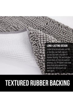 Gorilla Grip Gorilla Grip Bath Rug Mat 24x17, Thick Soft Absorbent Chenille, Rubber Backing Quick Dry Microfiber Mats, Machine Washable Rugs for Shower Floor, Bathroom Runner Bathmat Accessories Decor, Grey  - Image 2