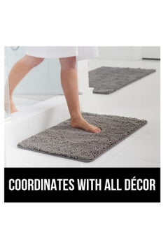 Gorilla Grip Gorilla Grip Bath Rug Mat 24x17, Thick Soft Absorbent Chenille, Rubber Backing Quick Dry Microfiber Mats, Machine Washable Rugs for Shower Floor, Bathroom Runner Bathmat Accessories Decor, Grey  - Image 4