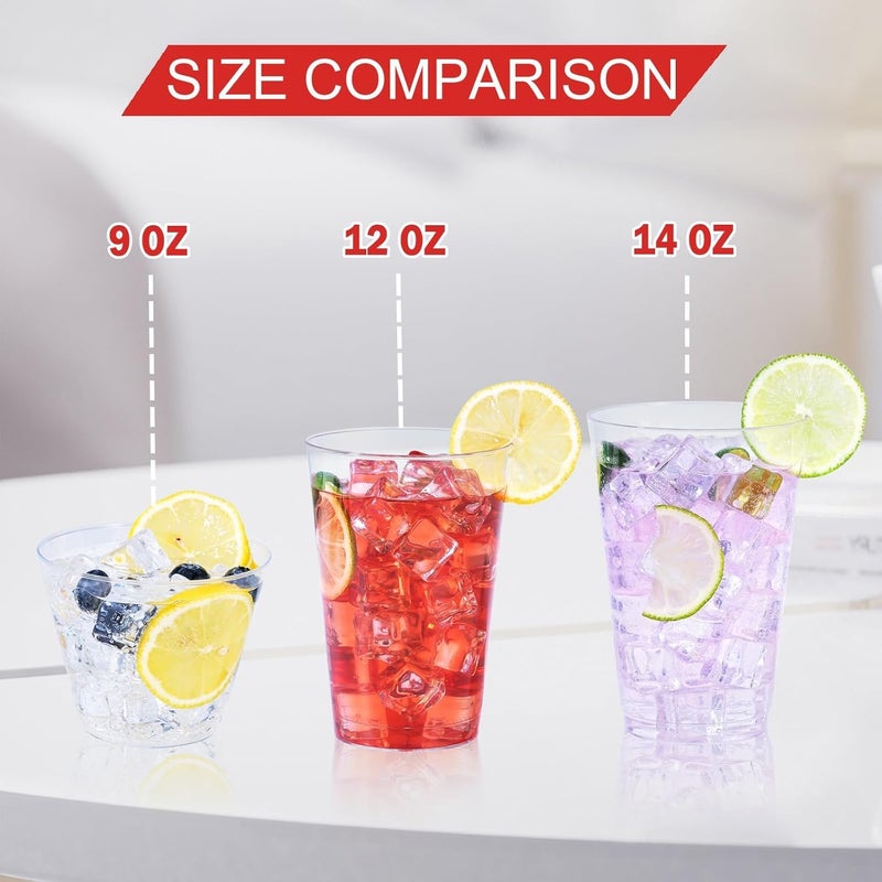 BYSNOW 100 Pack 12 oz Clear Plastic Cups  Disposable Wine Cups for Cocktail Party  Polystyrene Hard Plastic Cup with Higher Heat Resistance(12oz 100count) - Image 2