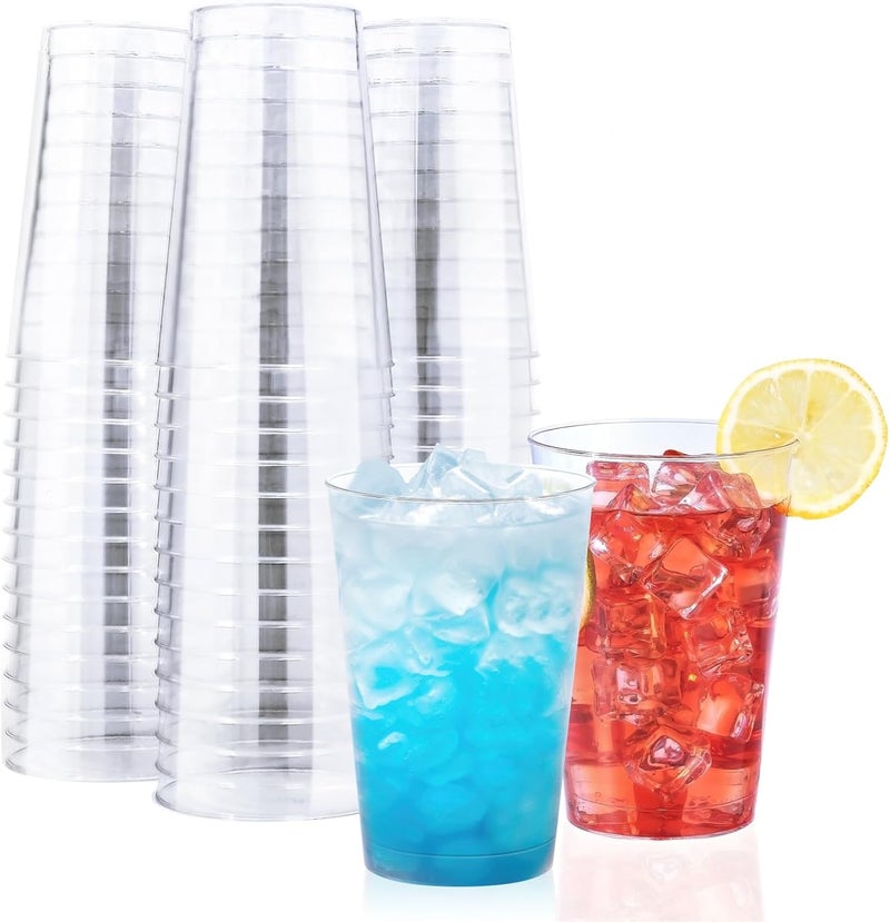 BYSNOW 100 Pack 12 oz Clear Plastic Cups  Disposable Wine Cups for Cocktail Party  Polystyrene Hard Plastic Cup with Higher Heat Resistance(12oz 100count) - Image 1