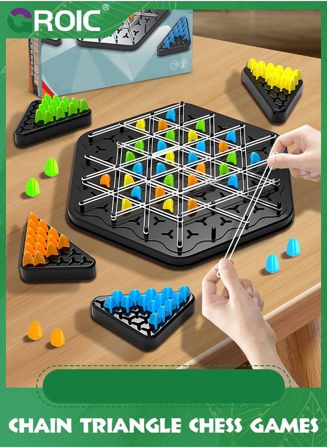 GROIC - Chain Triangle Chess Games - Triggle Game Triggle Rubber Band Game, Triggle Interactive Brain Teaser Toys, Learning Games, Triangle Chess Board Game, 2-4 Players Gift for Kids & Adults - Image 1