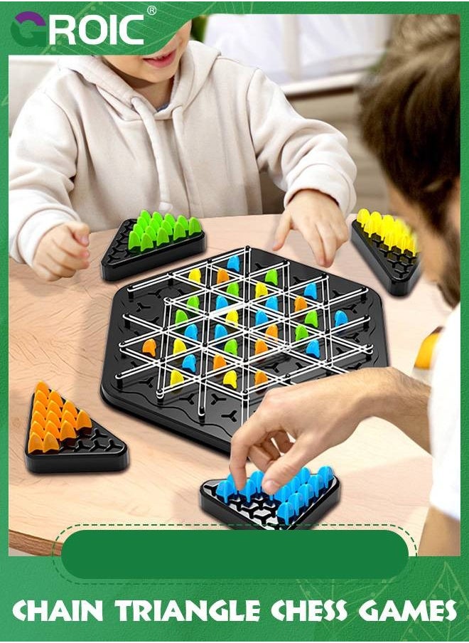 GROIC - Chain Triangle Chess Games - Triggle Game Triggle Rubber Band Game, Triggle Interactive Brain Teaser Toys, Learning Games, Triangle Chess Board Game, 2-4 Players Gift for Kids & Adults - Image 1