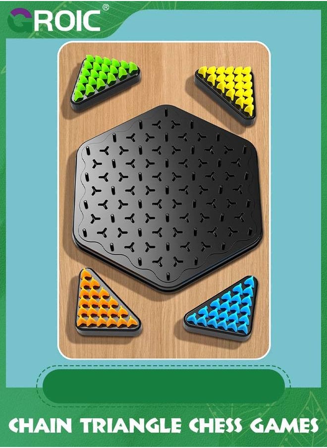 GROIC - Chain Triangle Chess Games - Triggle Game Triggle Rubber Band Game, Triggle Interactive Brain Teaser Toys, Learning Games, Triangle Chess Board Game, 2-4 Players Gift for Kids & Adults - Image 1