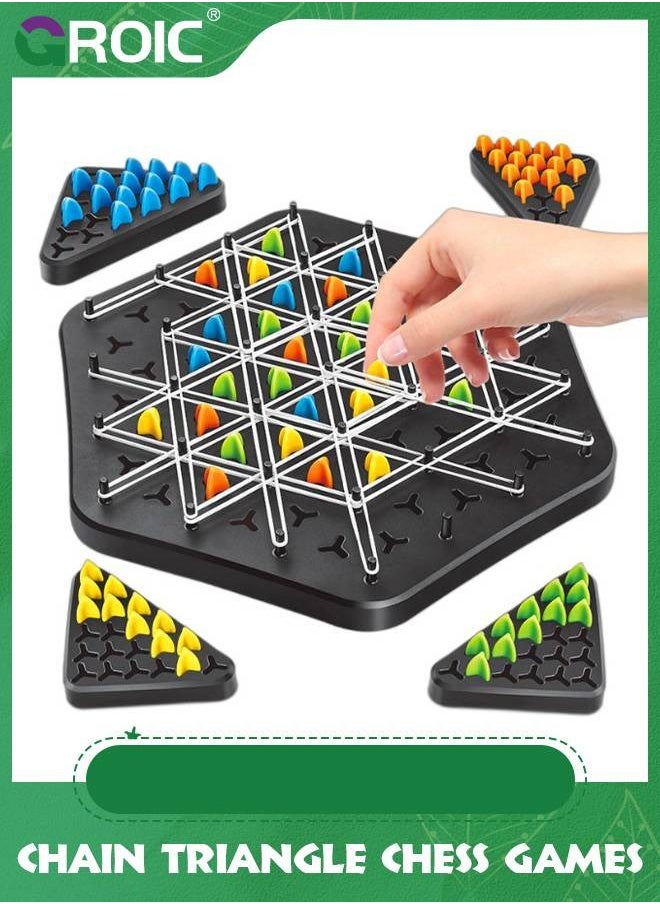 GROIC - Chain Triangle Chess Games - Triggle Game Triggle Rubber Band Game, Triggle Interactive Brain Teaser Toys, Learning Games, Triangle Chess Board Game, 2-4 Players Gift for Kids & Adults - Image 1