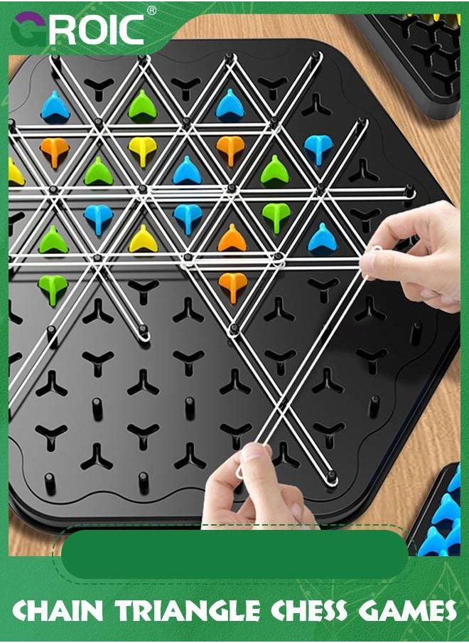 GROIC - Chain Triangle Chess Games - Triggle Game Triggle Rubber Band Game, Triggle Interactive Brain Teaser Toys, Learning Games, Triangle Chess Board Game, 2-4 Players Gift for Kids & Adults - Image 1