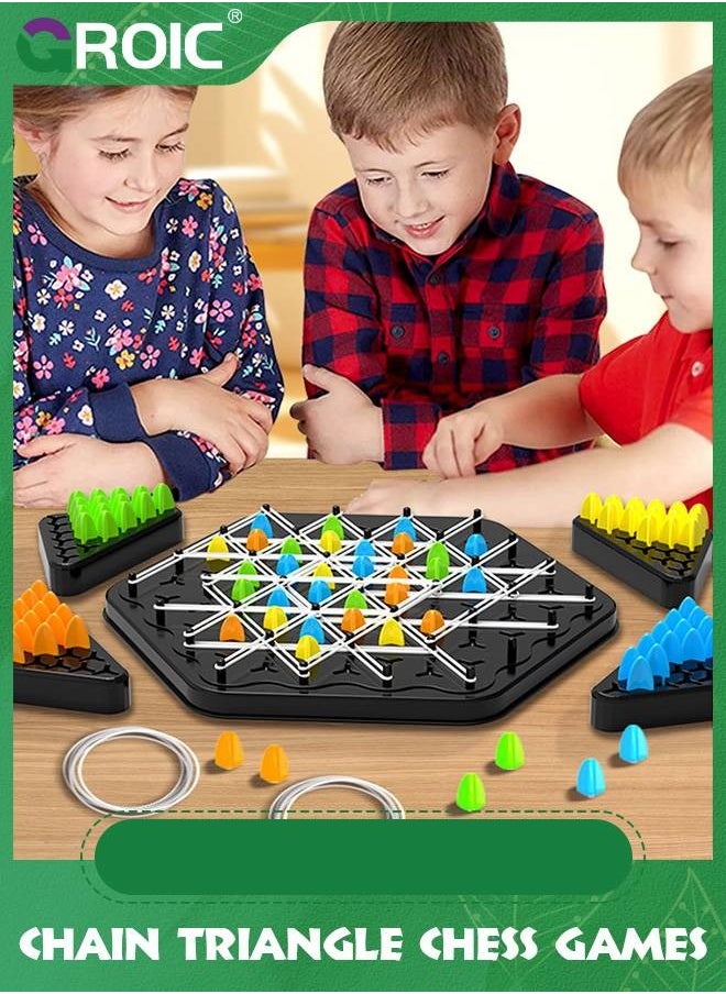 GROIC - Chain Triangle Chess Games - Triggle Game Triggle Rubber Band Game, Triggle Interactive Brain Teaser Toys, Learning Games, Triangle Chess Board Game, 2-4 Players Gift for Kids & Adults - Image 1