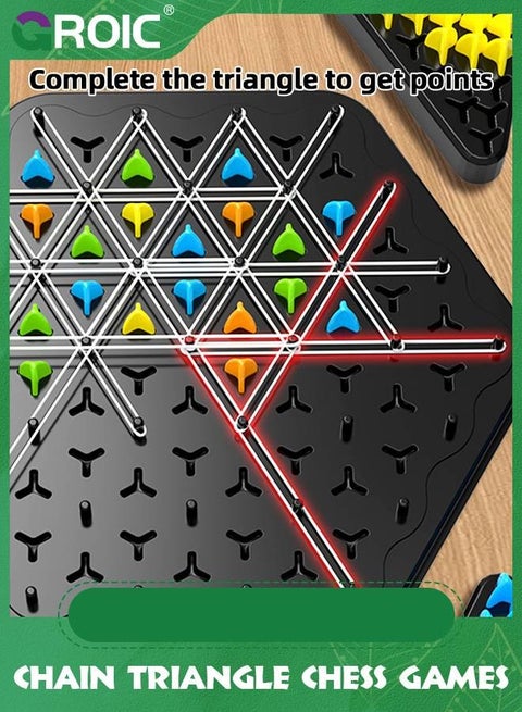 Triggle Chain Triangle Game - Gioco Da Tavolo Strategico Per Bambini E Adulti, Rompicapo A Triangoli, 2-4 Giocatori, Dagli 8 Anni, Con 84 Gettoni Colorati