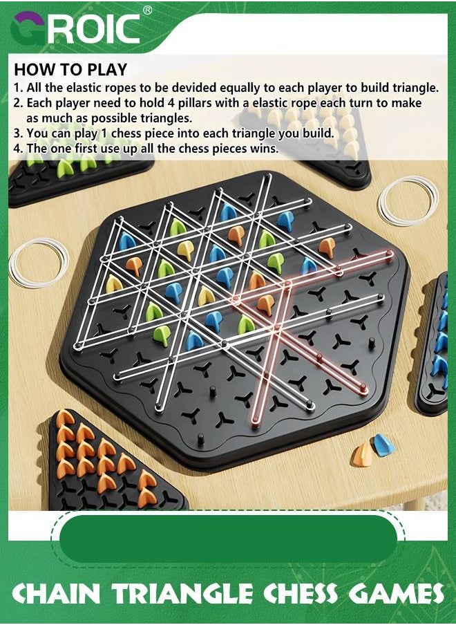 GROIC - Chain Triangle Chess Games - Triggle Game Triggle Rubber Band Game, Triggle Interactive Brain Teaser Toys, Learning Games, Triangle Chess Board Game, 2-4 Players Gift for Kids & Adults - Image 1