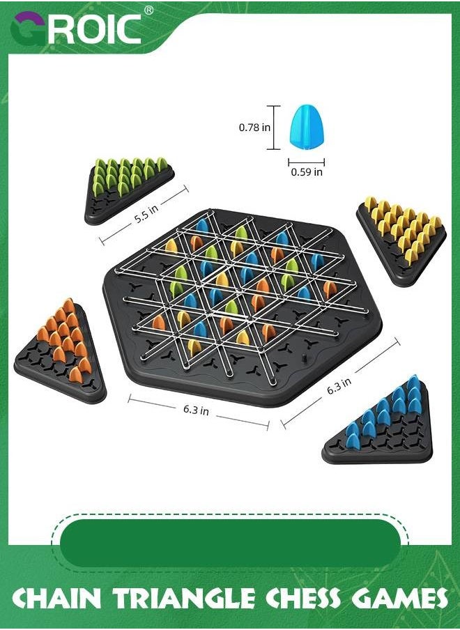 GROIC - Chain Triangle Chess Games - Triggle Game Triggle Rubber Band Game, Triggle Interactive Brain Teaser Toys, Learning Games, Triangle Chess Board Game, 2-4 Players Gift for Kids & Adults - Image 1