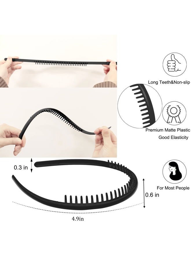 LAPOHI 10 PCS Non Slip Fashion Effortless Plastic Headbands with Teeth Comb Skinny Hair Accessories Bands for Women Men Teen Girls, Short Teeth Morandi - Image 3