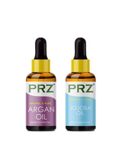 PRZ PRZ Combo of Cold Pressed Moroccan Argan & Jojoba Carrier Oil, 100% Pure Natural & Therapeutic Grade Oil for Aromatherapy, Body Massage, Skin Care & Hair Growth (15ML Each)  - Image 1