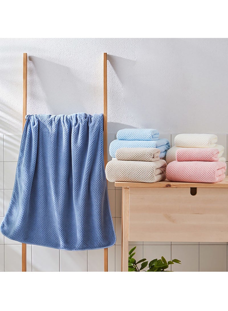 عام مناشف حمام من الألياف الدقيقة، 90 × 170 سم، طقم من 2، فوط حمام فائقة النعومة وعالية الامتصاص وسريعة الجفاف ومتعددة الاستخدامات (وردي + أزرق داكن) - Image 2