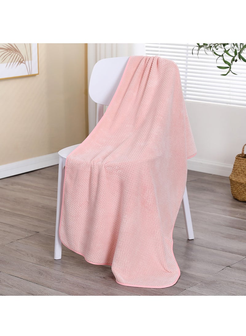 عام مناشف حمام من الألياف الدقيقة، 90 × 170 سم، طقم من 2، فوط حمام فائقة النعومة وعالية الامتصاص وسريعة الجفاف ومتعددة الاستخدامات (وردي + أزرق داكن) - Image 3