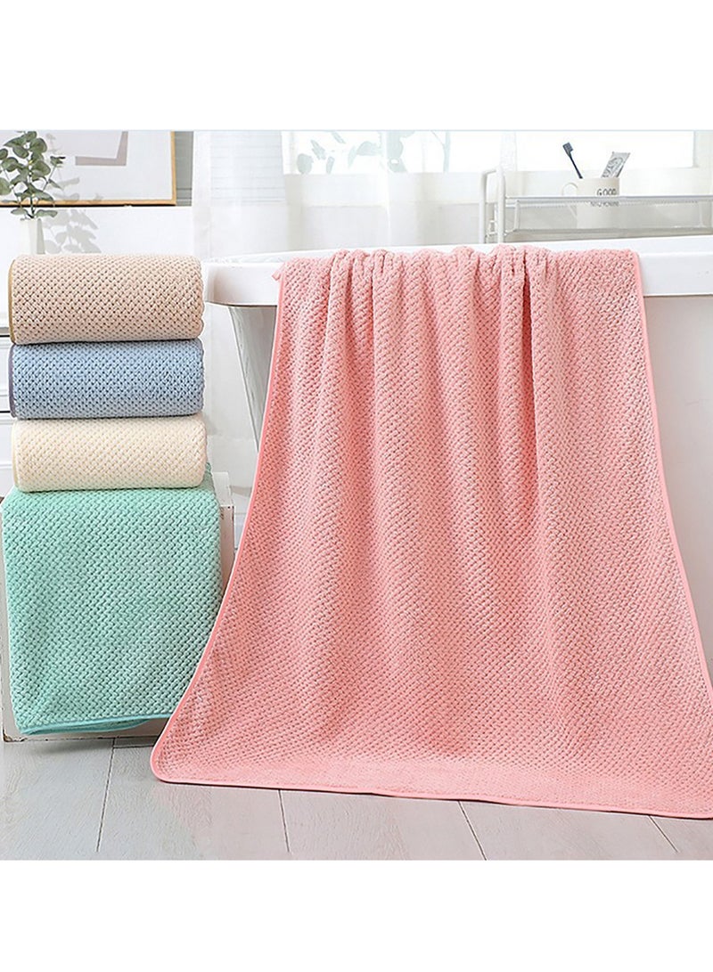 عام مناشف حمام من الألياف الدقيقة، 90 × 170 سم، طقم من 2، فوط حمام فائقة النعومة وعالية الامتصاص وسريعة الجفاف ومتعددة الاستخدامات (وردي + أزرق داكن) - Image 4