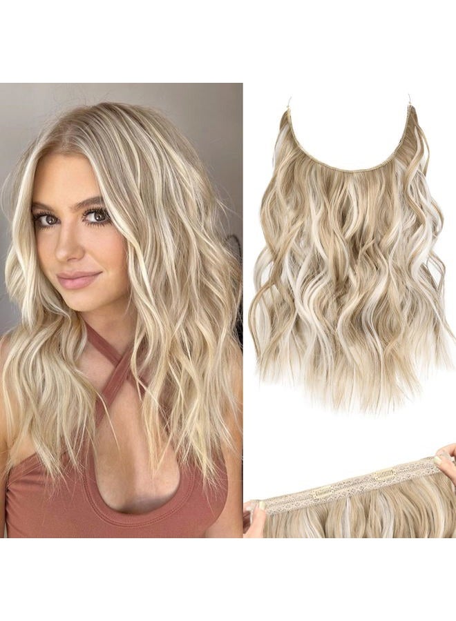 REECHO Invisible Wire Hair Extensions with Thinner Softer Lace Weft (Dark Blonde with Highlights, 12 Inch (Pack of 1)) - Image 1