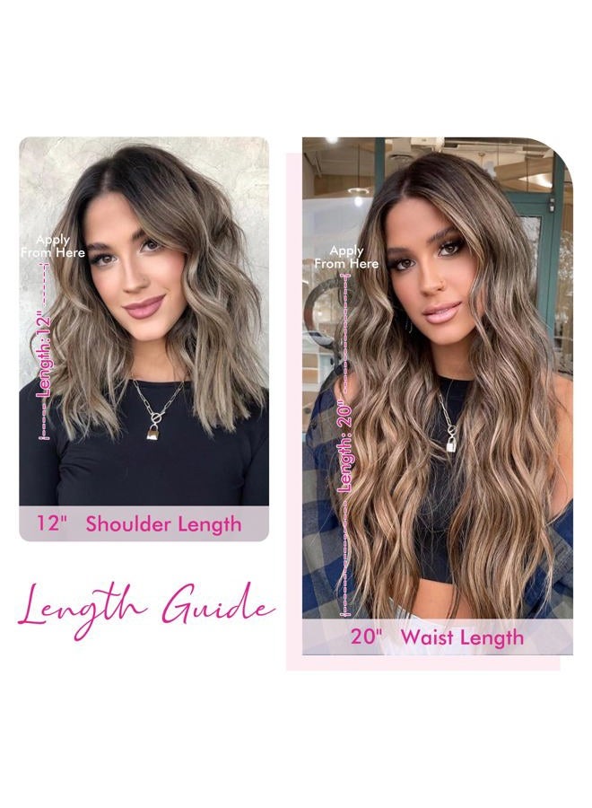 REECHO Invisible Wire Hair Extensions with Thinner Softer Lace Weft (Dark Blonde with Highlights, 12 Inch (Pack of 1)) - Image 4