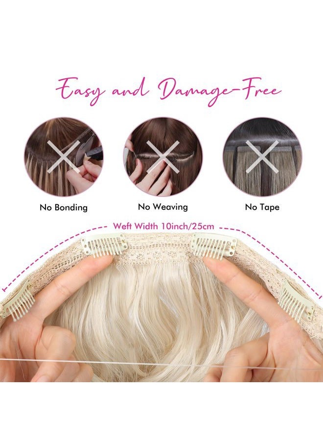 REECHO Invisible Wire Hair Extensions with Thinner Softer Lace Weft (Dark Blonde with Highlights, 12 Inch (Pack of 1)) - Image 3