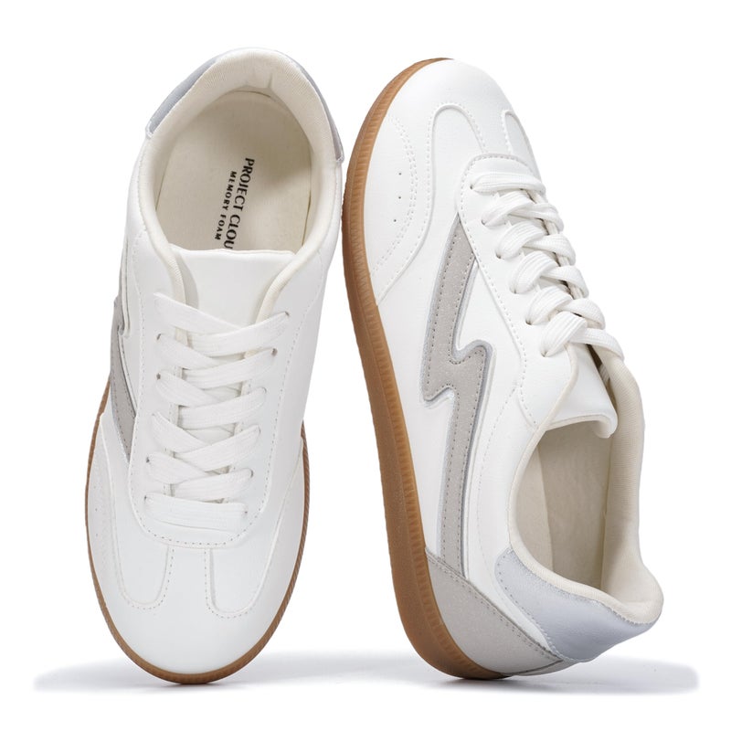 Project Cloud Fashion Sneakers for Women 2026 - Lace-Up Shoes Trendy Women Sneakers with Memory Foam Insole Women's Fashion Sneakers Non-Slip Womens Shoes (Irita, White, 7) - Image 1
