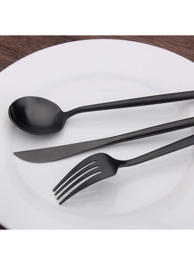 Bysta Matte Black Silverware Set, 20-Piece Stainless Steel Flatware Set Cutlery Set Service For 4, Satin Finish, Dishwasher Safe, Nice Gift Box - Image 5