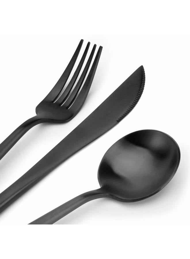Bysta Matte Black Silverware Set, 20-Piece Stainless Steel Flatware Set Cutlery Set Service For 4, Satin Finish, Dishwasher Safe, Nice Gift Box - Image 3