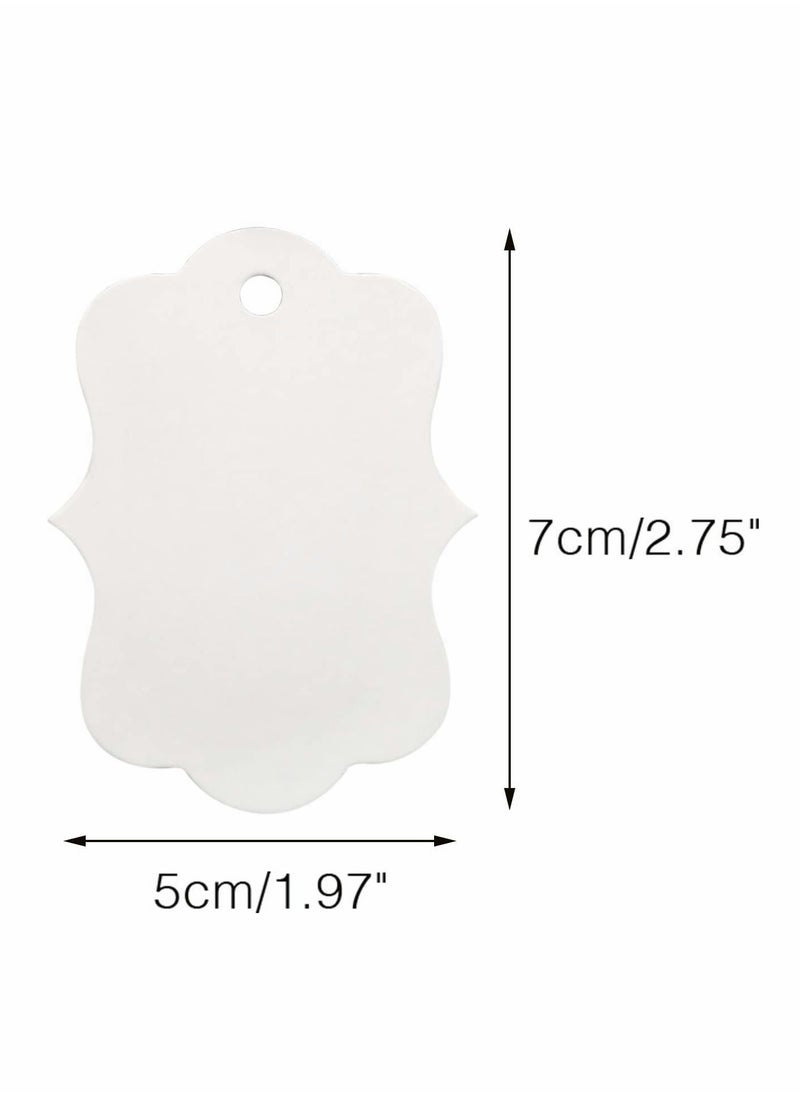 Excefore White Paper Blank Gift Tags Double Sided Blank Favor Tags with Twine Personalized Price Waved Craft Hang Tags for Gift Wrapping Wedding,Birthday Party 200Pcs  - Image 5